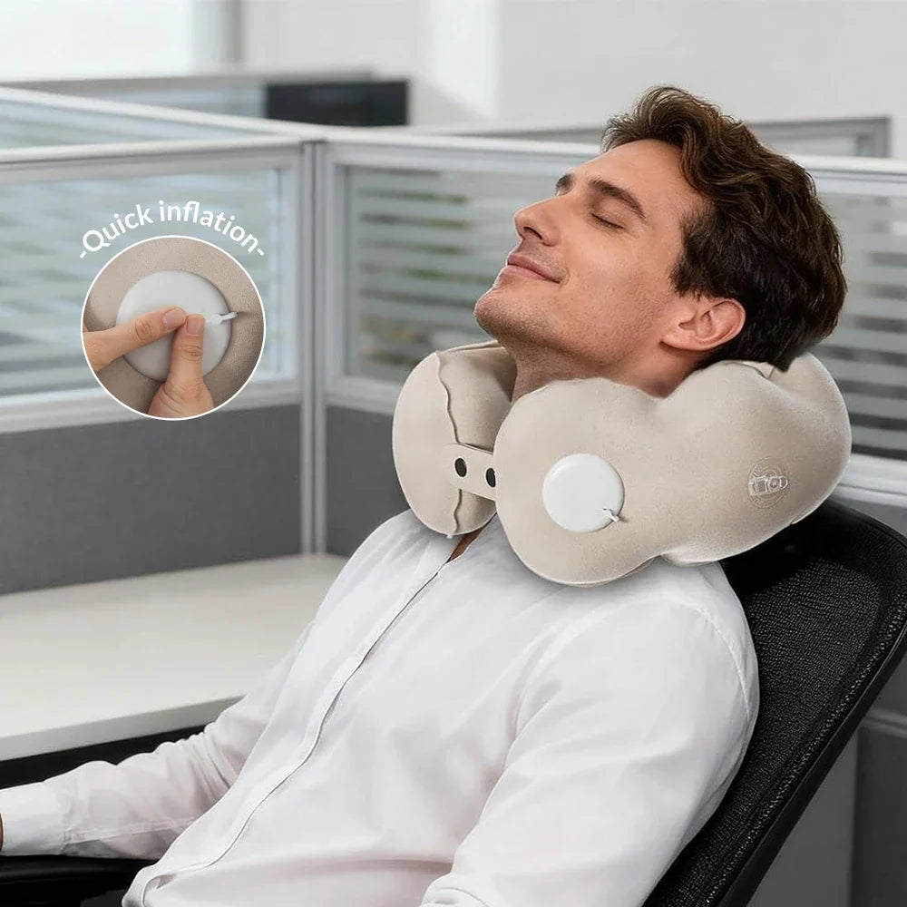 1 Pc of Compression Inflatable Neck Pillow, Portable Adjustable by FLIPSTYLEZLLC