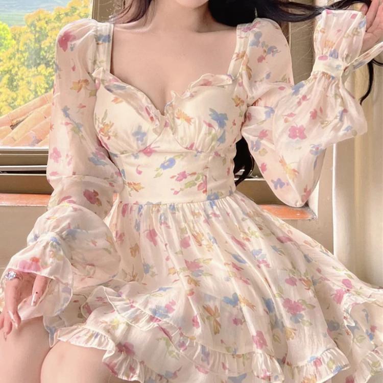 Floral Chiffon Dress by Kore Kawaii