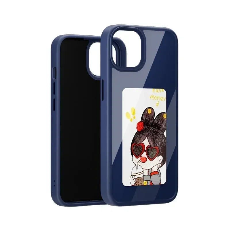 NFC Smart Screen Projection E Ink Painting Picture Phone Case For iPhone 17Pro Max 16 15 14 13 12Pro Cartoon Cover Battery Free by FLIPSTYLEZLLC