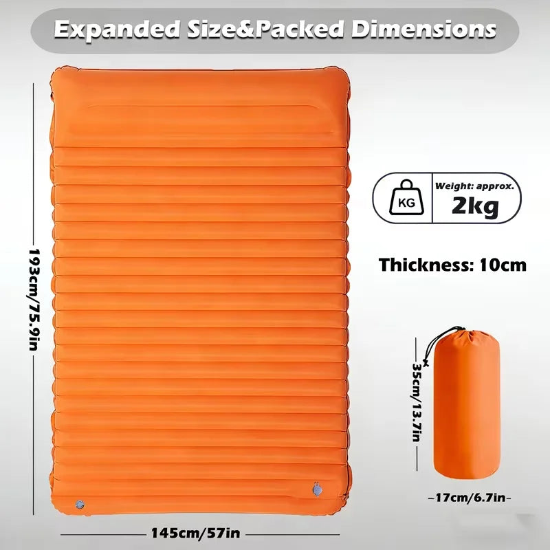 Thickened Double-Layer 3.94-Inch Inflatable Mat, Detachable Inflatable Pad, Suitable for Multiple People by FLIPSTYLEZLLC