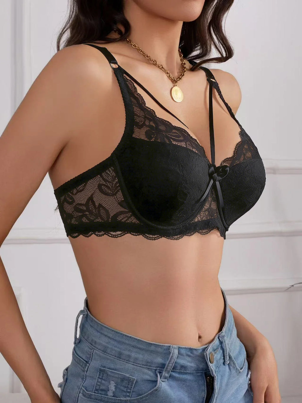 Hot 3/4 cup thin underwear small bra Plus Size Undewire adjustable lace Women's bra breast cover Sexy Bralette Lingerie by Ladyez