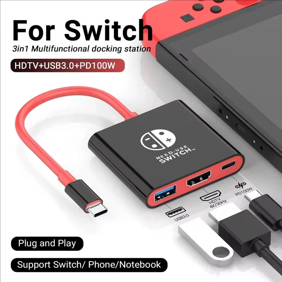 Switch1 Dock 4K HDMI USB 3.0 Hub Adapter USB C Splitter TV Portable Docking Station for Nintendo Laptops PC iPad MacBook Air Pro by FLIPSTYLEZLLC