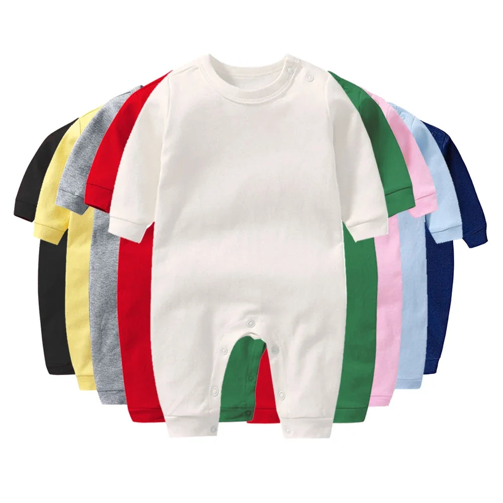 100% Cotton Baby Girl Jumpsuit Boy Rompers Solid Grows One-Pieces Newborn Sleepsuits Roupa De Bebe Jumpers Spring Autumn White by FLIPSTYLEZLLC