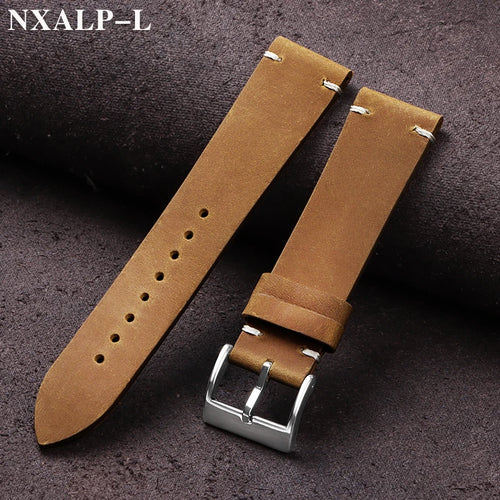 Vintage Oil Wax Leather Watch Band 18mm 20mm 21mm 22mm Handmade by AliExpress