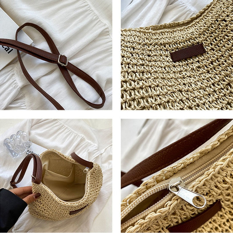 Casual Summer Shoulder Straw Bag by Yellow Pandora