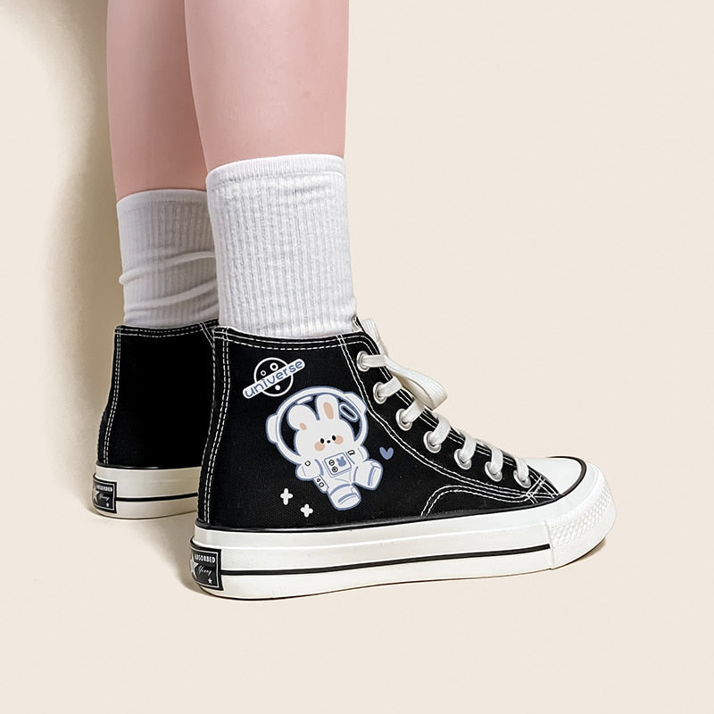 Space Bunny Canvas High Tops by Kore Kawaii