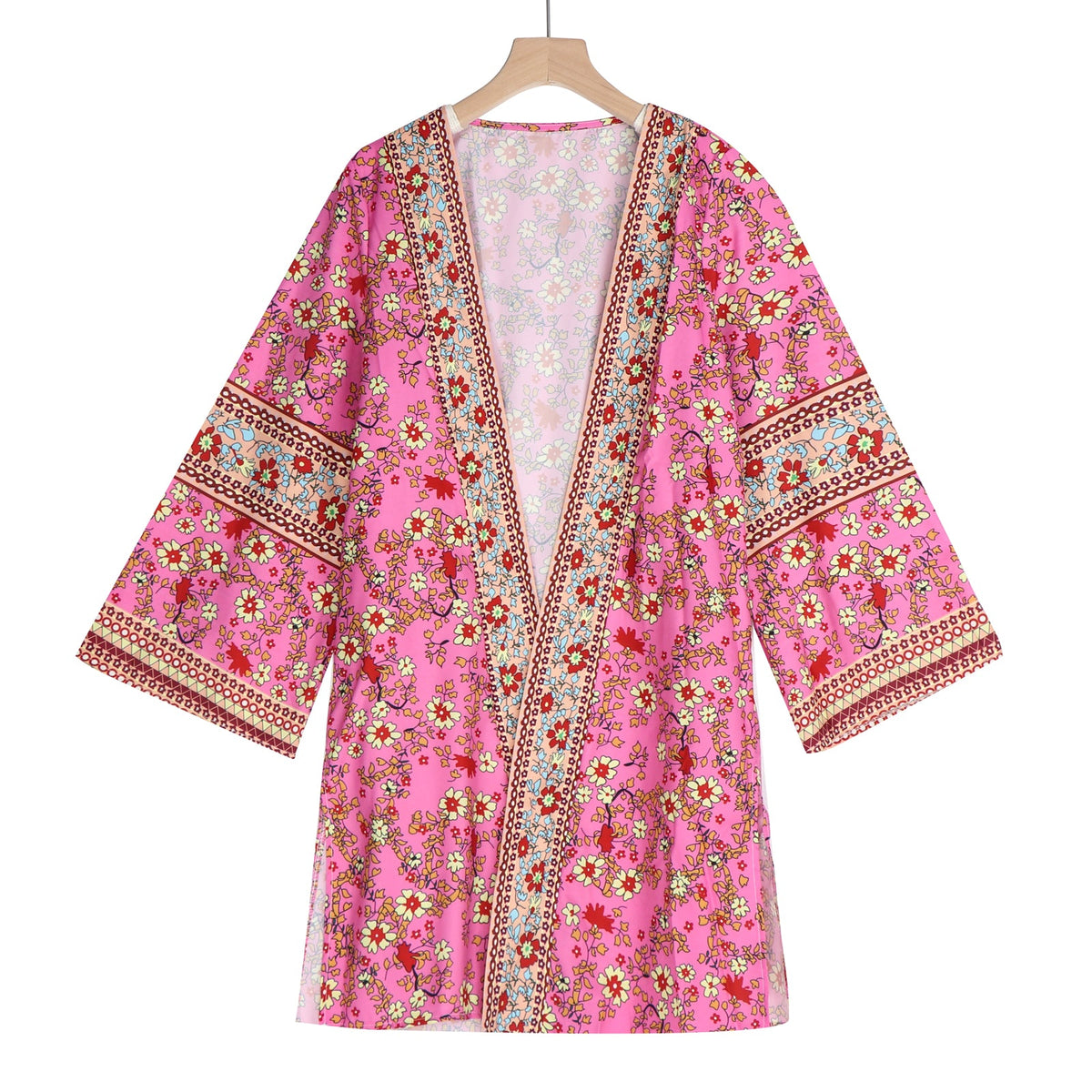 Cardigan Women Bohemian Floral Printed Blouse Open Front Loose Beach Tops Vintage Long Sleeve by nowadaysfashion