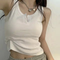 Tank Top for Women Ribbed Button Down Sleeveless Blouse Solid Color Casual Women's Teens Trendy Basic Summer Dresses by Urban Fashion Icon