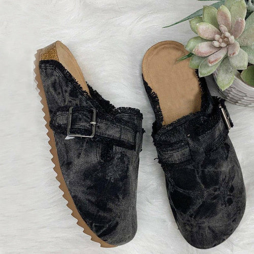 Flat Heel Round Toe Canvas Loafer Women's Vintage Clogs by Silver Juneberry