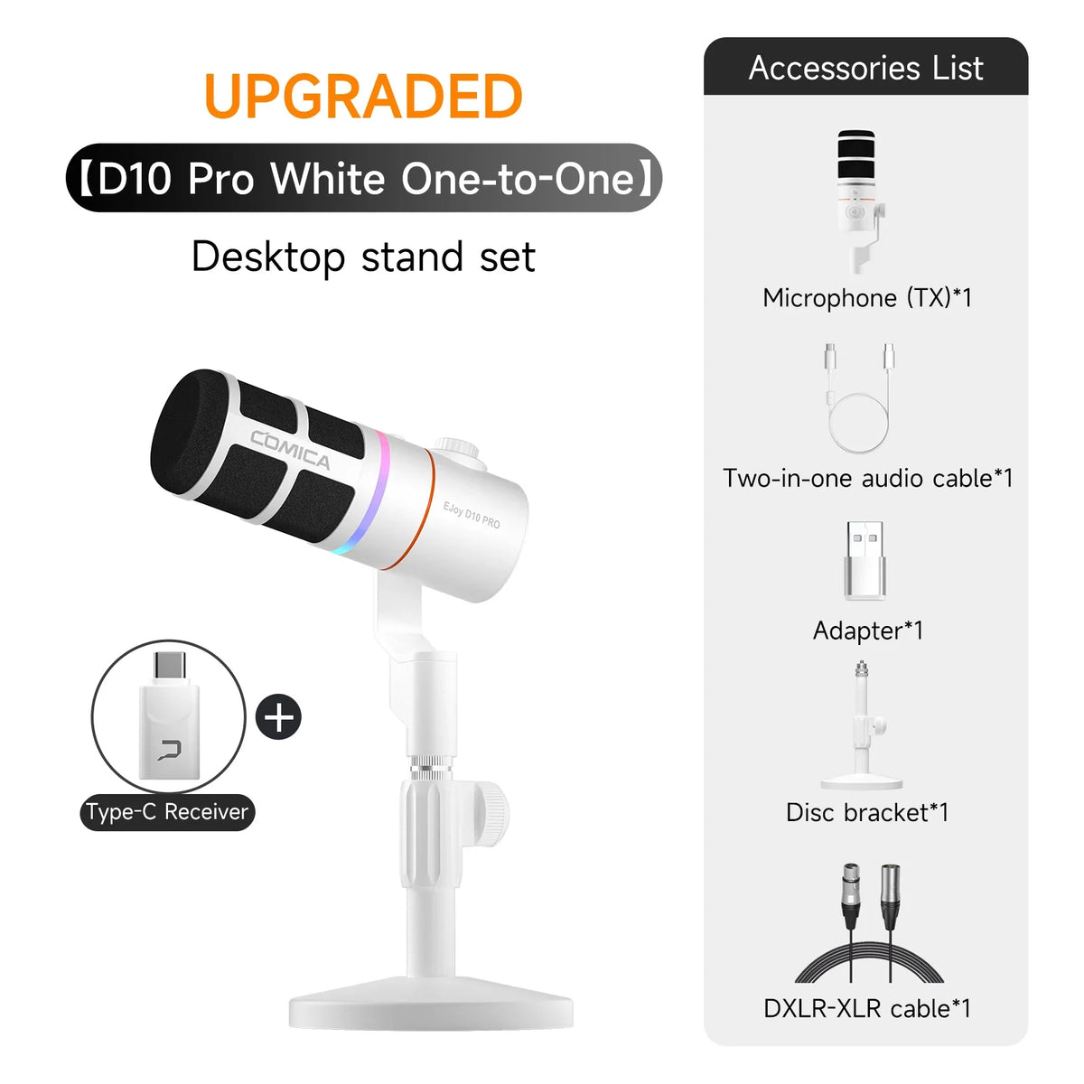 COMICA D10/D10 PRO RGB Cardioid USB/XLR Dynamic Desktop Gaming Mic Wired/Wireless Microphone for Streaming Interview Podcast by FLIPSTYLEZLLC