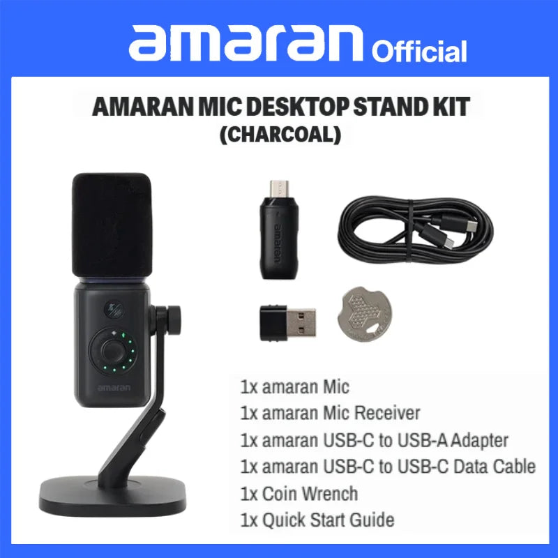 amaran Mic Wireless Desktop Microphone AI Noise Reduction 30mm Capsule 50m Range 60 Hours Battery for Podcasts Livestreams by FLIPSTYLEZLLC