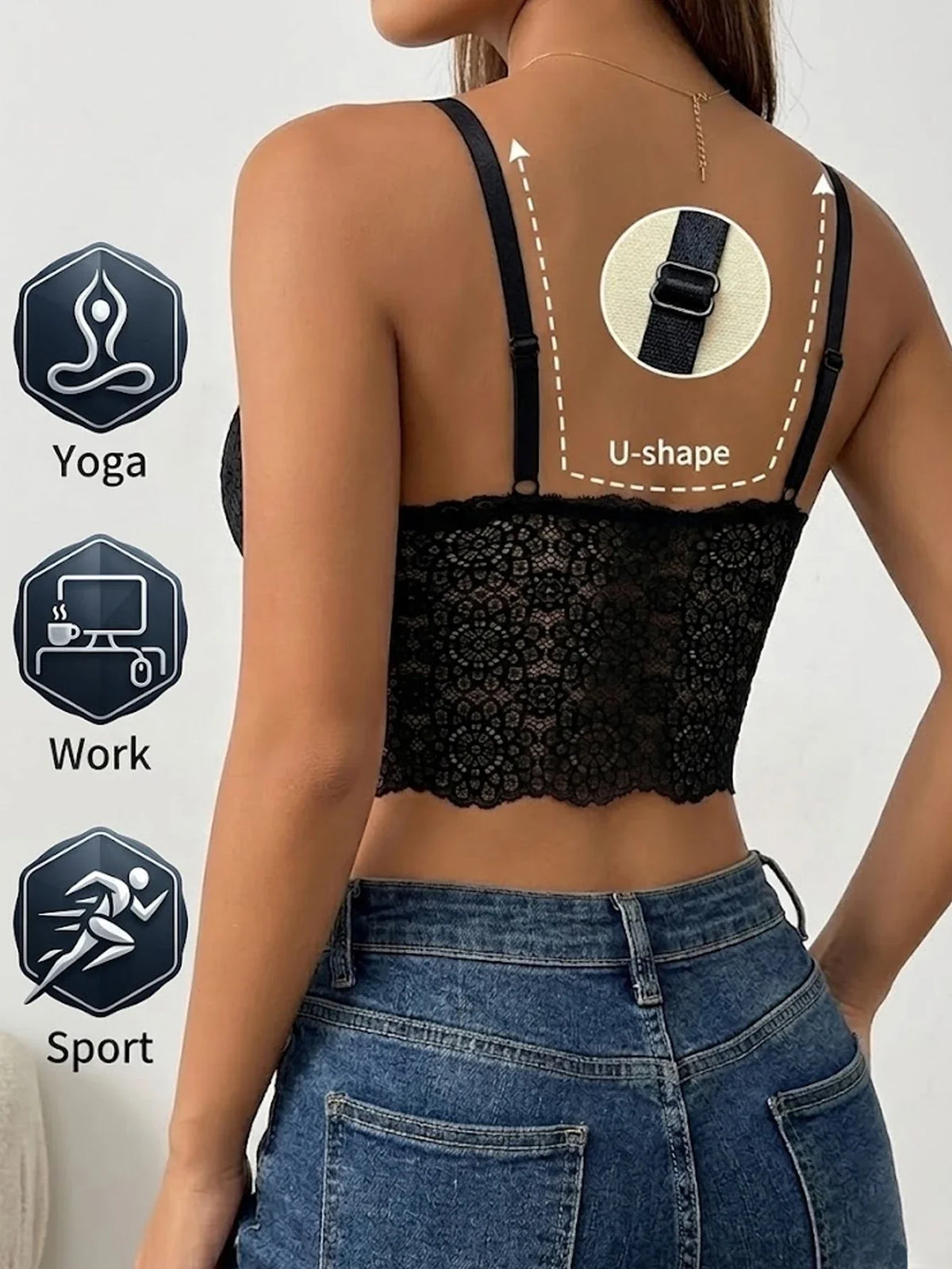 Women's Sexy Floral Lace Bralette Push Up Crop Cami Top Mesh Unlined Wireless Bra Comfortable Female Lingerie Underwear by Ladyez
