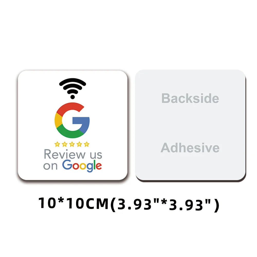 NFC Station table Tag 13.56Mhz programmable Compatible Google Review Card NFC Reviews display bending Card Acrylic Table Sticker by FLIPSTYLEZLLC