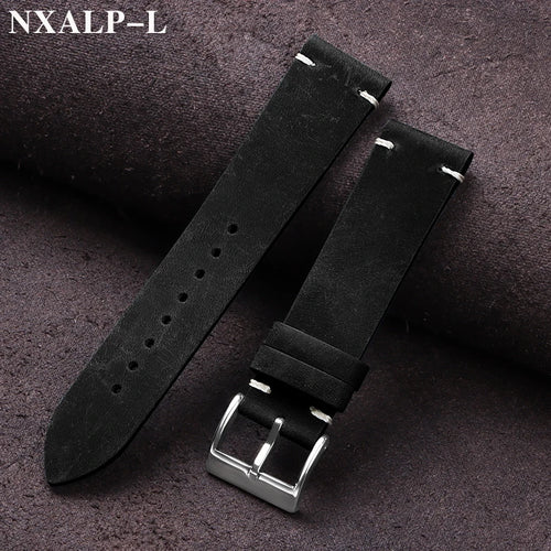 Vintage Oil Wax Leather Watch Band 18mm 20mm 21mm 22mm Handmade by AliExpress