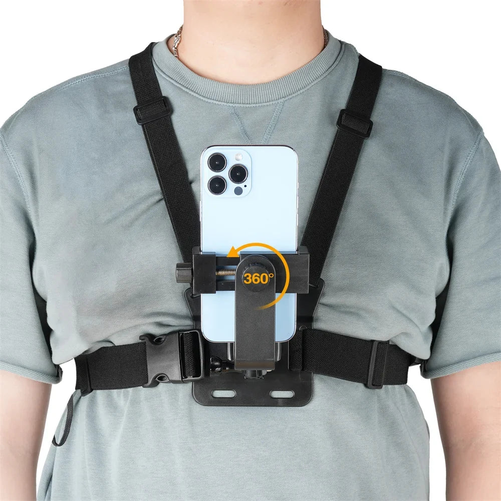 Camera Phone Chest Mount Laptop Harness Phone Holder Strap Clip POV Holder for iPhone 17 16 Android Gopro 12 Camera Smartphone Photography Kits by FLIPSTYLEZLLC
