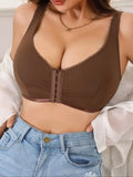 Summer Wireless Women's Bra Solid Unlined Underwear Front-Clasp Push up Bra Comfort Unpadded Bras by Ladyez