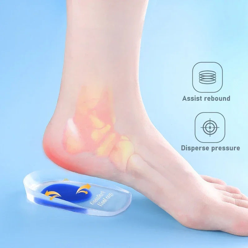 Silicone Gel Insoles Pain Cushion Bone Spurs Pain Relief Heel Cushion Thickened Soft Half Heel Insole Pad Height Increase by FLIPSTYLEZLLC