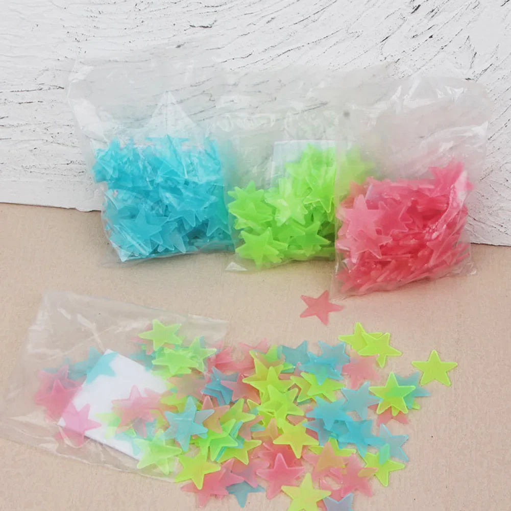 100Pcs Multicolored Little Stars Luminous Wall Stickers Kids Room Decoration Glow In The Dark Decals DIY Star Home Decor Paster by FLIPSTYLEZLLC
