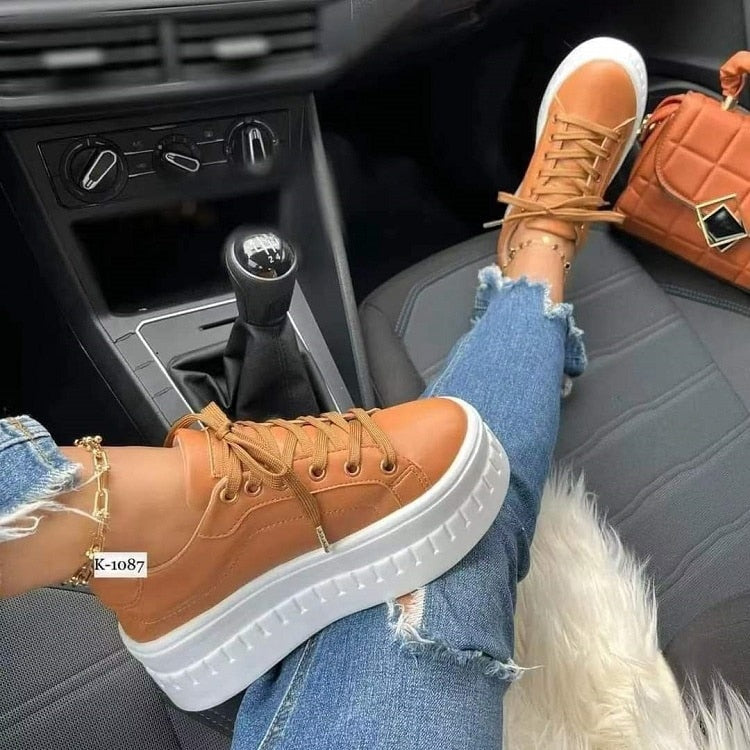 Casual Platform Women's Shoes Flat Womens Sneakers by Silver Juneberry
