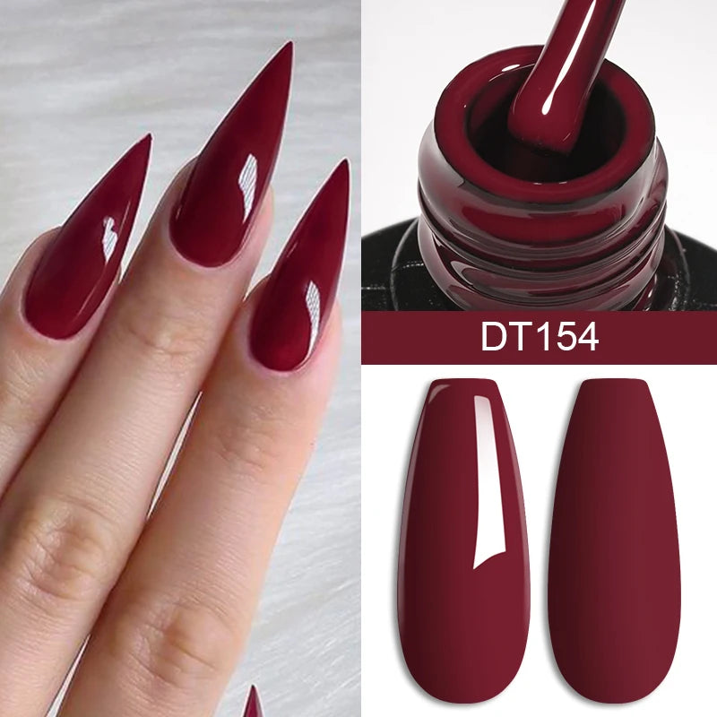 MEET ACROSS 7ml Red Gel Nail Polish Crystal Semi Permanent Soak Off UV Gel Varnish Nail Art Manicure Base Matte Top Coat Vernis by AliExpress