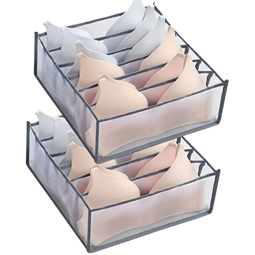 6-Grid Foldable Drawer Divider Underwear Storage Box, Wardrobe Organizer for Bras, Socks & Lingerie, Closet Storage Container by FLIPSTYLEZLLC