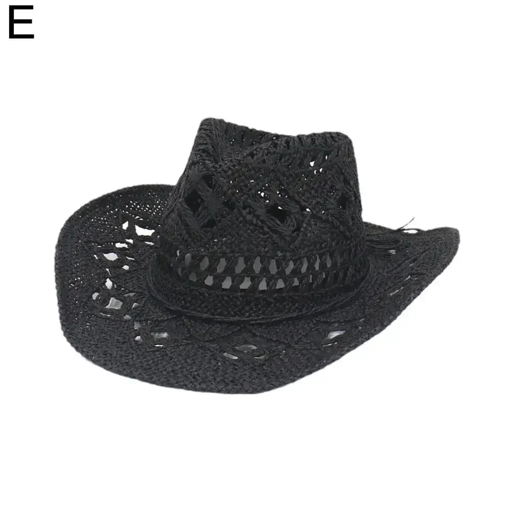Summer Outdoor Men Women Hand-woven Western Cowboy Straw Hats Wide Brim Breathable Beach Jazz Cap Sun Protection Hat (Copy) by Goddess Imports Marketplace