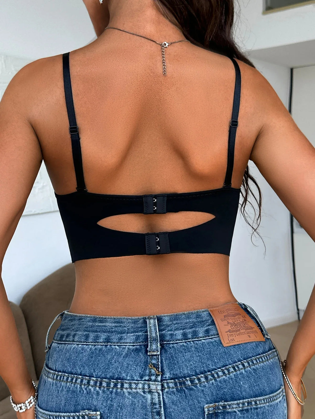 Women's Lace Splicing Sheer Mesh Push Up Bra Comfort Beauty Back Sexy Daily Wear Crop Top by Ladyez