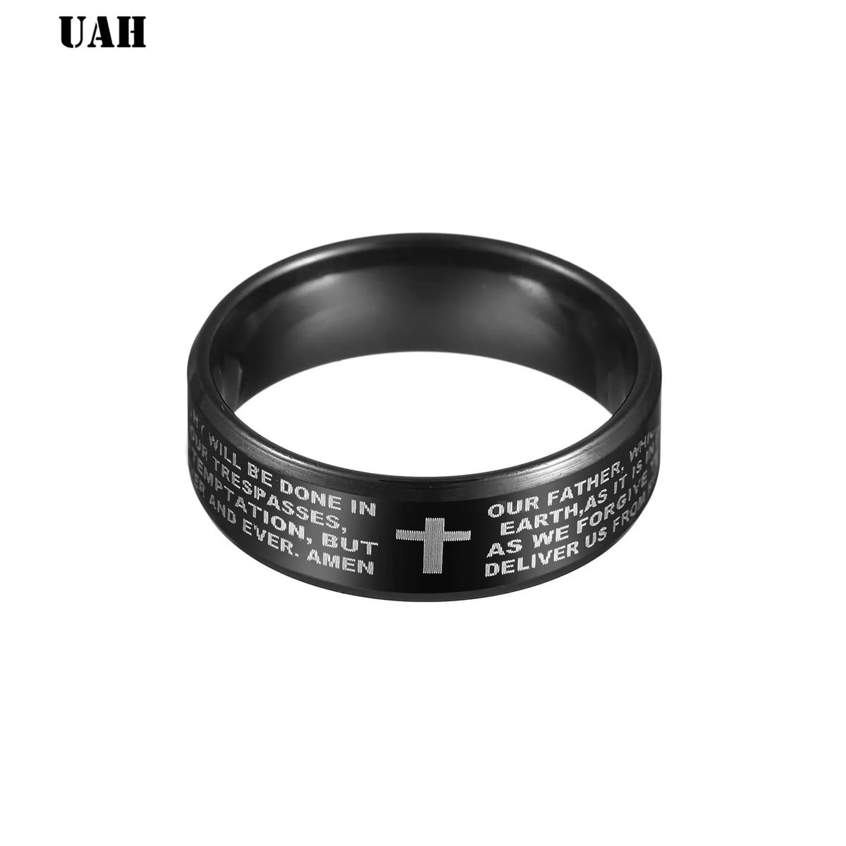 UAH Fashion 316L Stainless Steel rings for men and women Bible Lord's Prayer Cross Rings Punk Fashion Men Gift Jewelry Rings by FLIPSTYLEZLLC