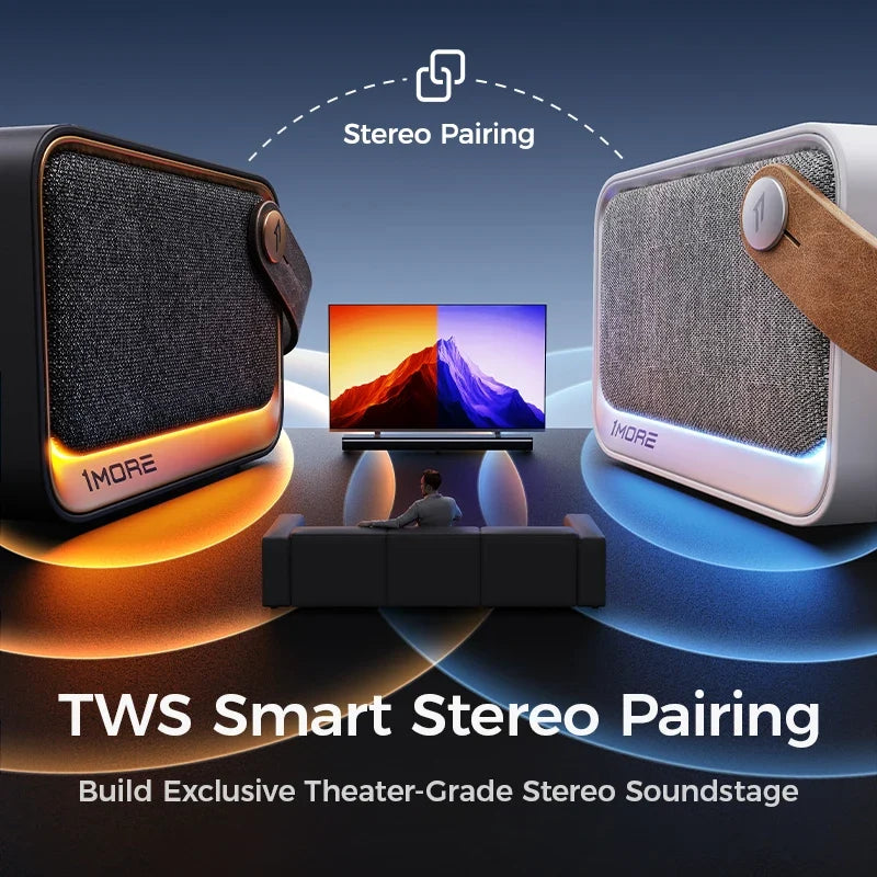 1MORE NANO Portable Bluetooth Speaker Deep Bass TWS Stereo Pairing RGB Light IP67 Outdoor Mini Sound Box 40H Playtime by FLIPSTYLEZLLC