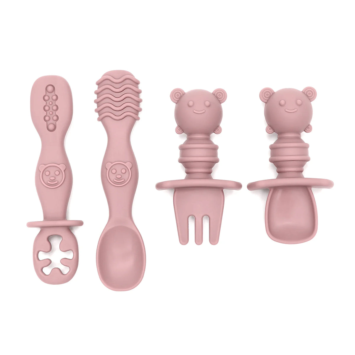 4pcs Silicone Spoon & Fork Set Long & Short Handles for Different Feeding Needs Baby Self-feeding Training Baby Birthday Gift by FLIPSTYLEZLLC