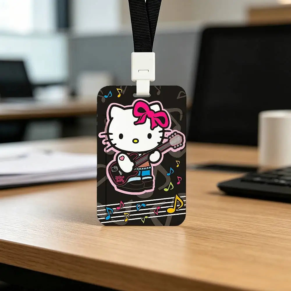 Cute Cat H-Hello K-Kitty NFC Contactless Sliding Card Sleeve For Student Cards, Bus Cards, ID Cards, And Work Permits by FLIPSTYLEZLLC