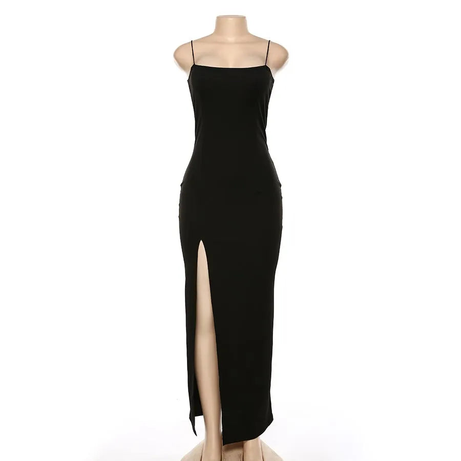 Y2K Summer Hot selling Women's Wear Slim Fit Off Back Sexy Split Dress with One Line Collar by Urban Fashion Icon