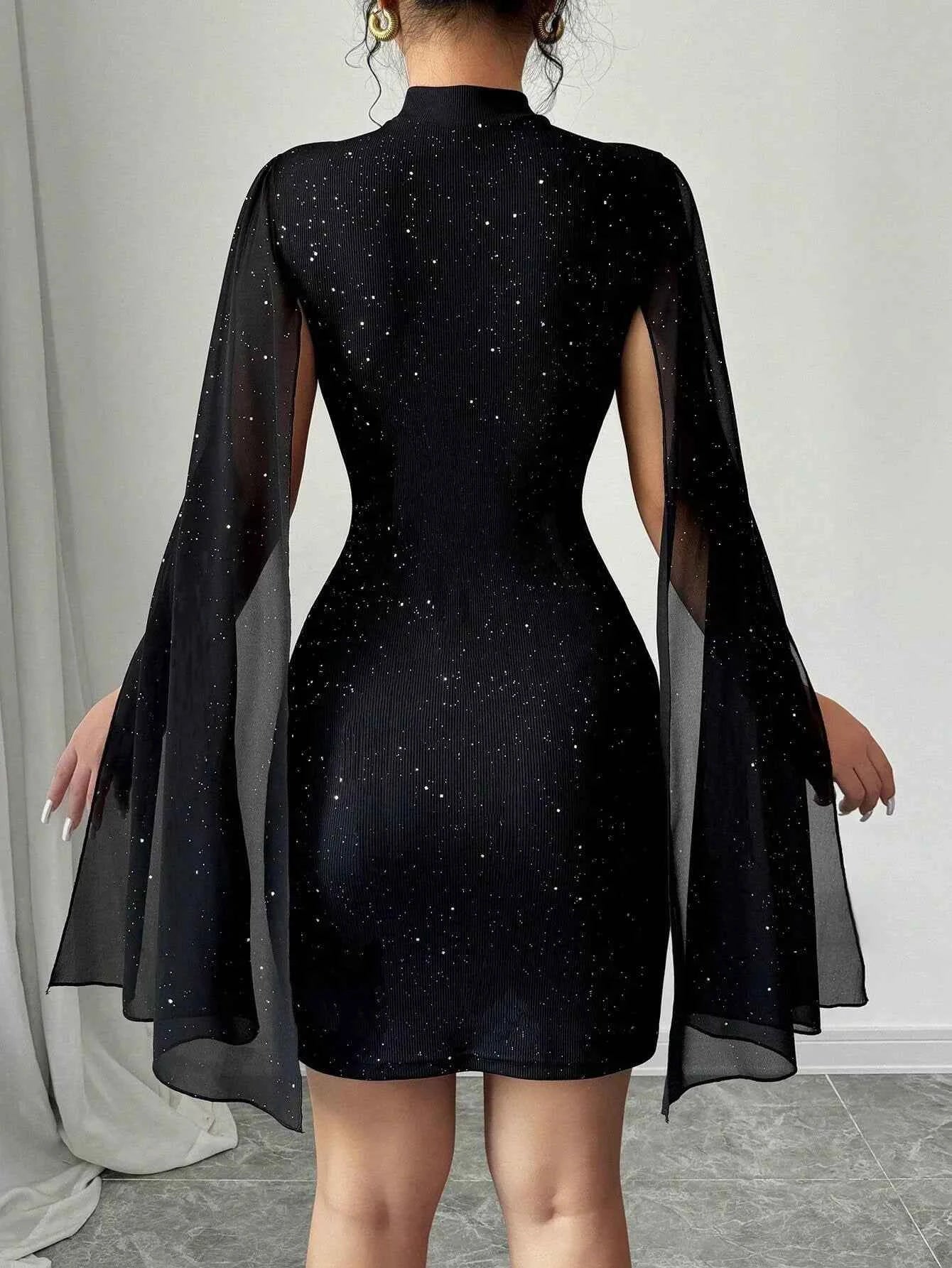 Dresses for Women New Long Sleeve Stand Collar Women Dress Slim Black Package Hip Dress Women Vestidos De Verano Mujer 2025 Q497