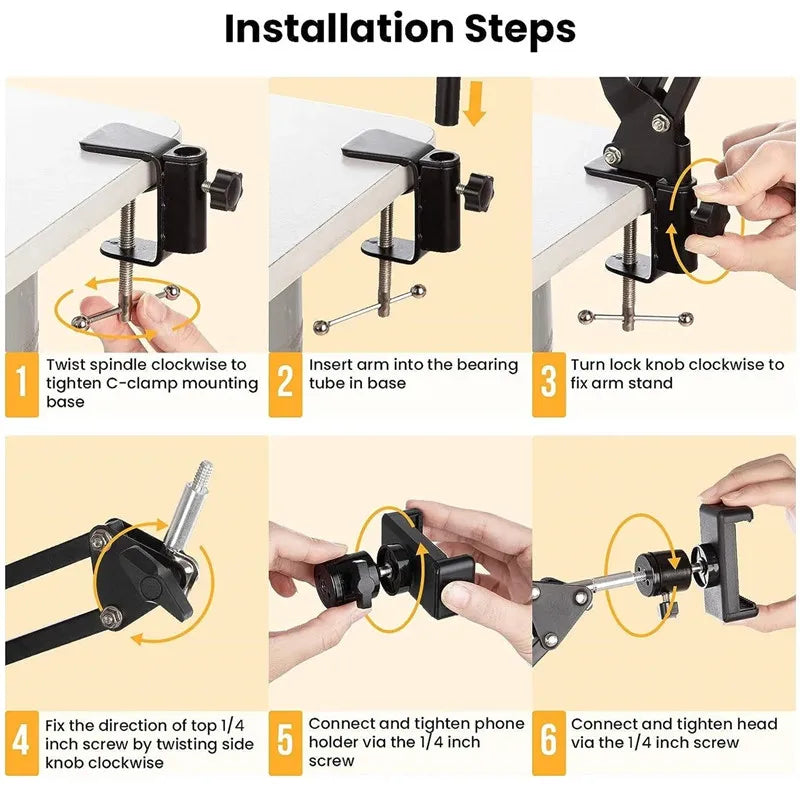 2025 NEW Flexible Arm Tripod For Phone Stand Table Folded Anchor 360° Rotation Online Desktop Laptop Video Live Shot Photography by Noventix