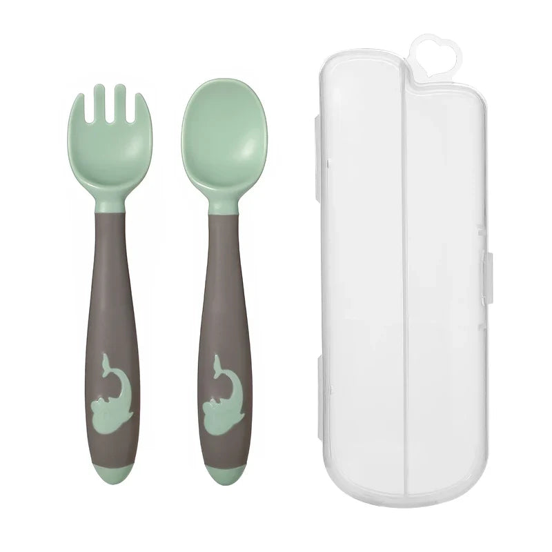 BPA Free Infant Baby Kids Children Feeding Training Non-Slip Flexible Twisting Fork Spoon Tableware by FLIPSTYLEZLLC