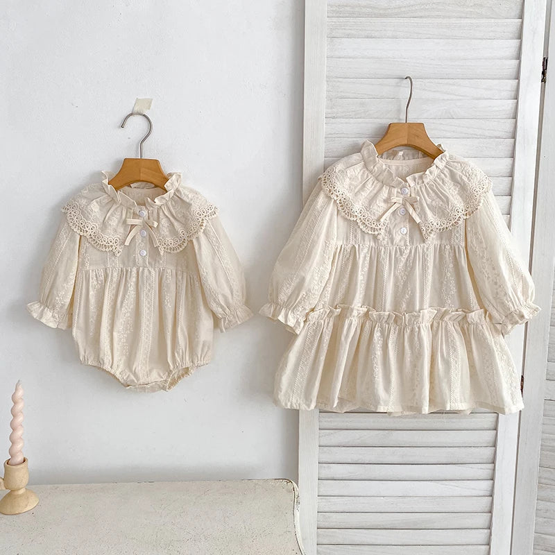 New Baby Girls Dress Girls Sweet Girl Dress Ruffle Trim Party Princess Dress Lace Collar Going Out Casual Dresses Little Clothes by Urban Fashion Icon