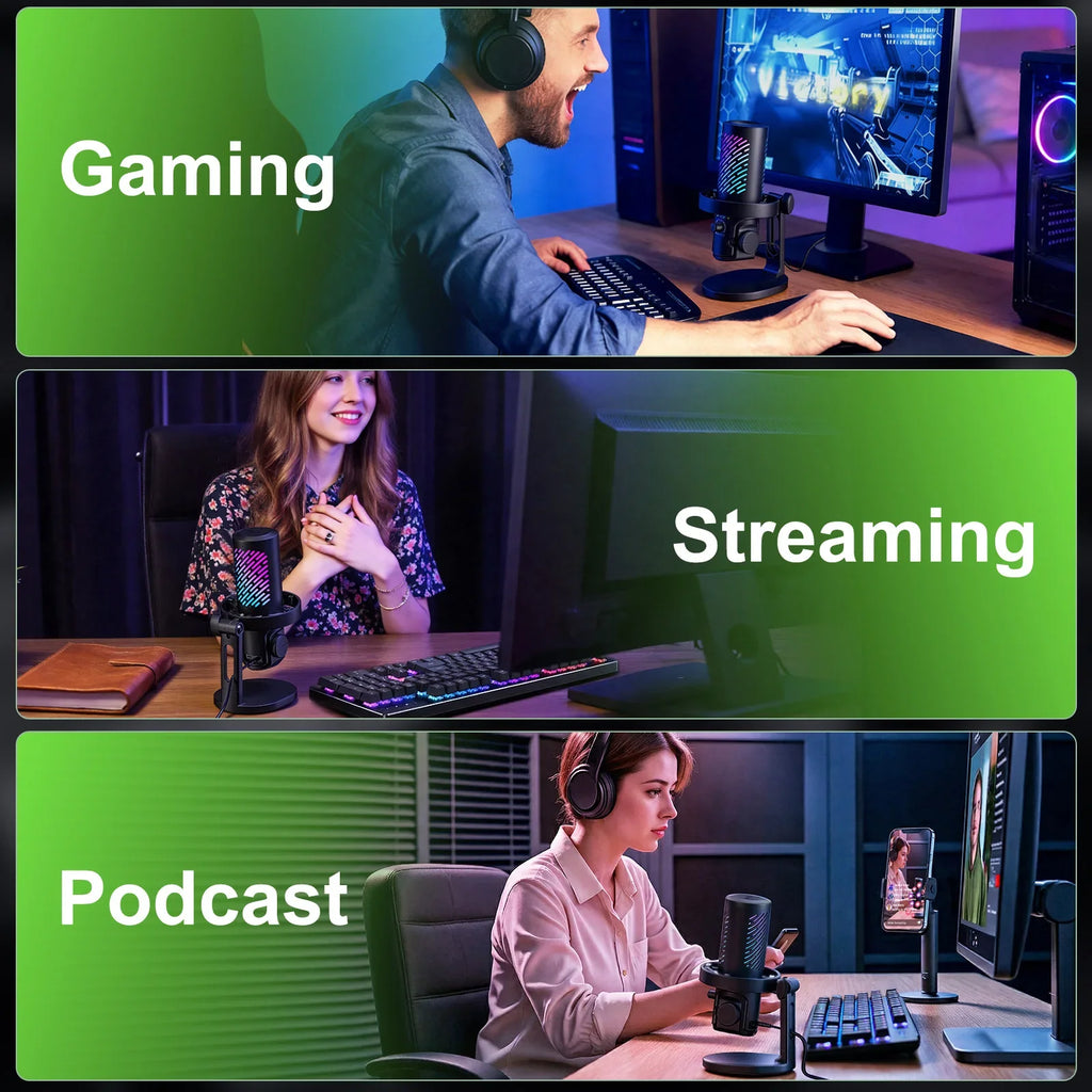 Tenlamp RGB USB Streaming Microphone, Professional Condenser Mic for PC Mac, Gaming Audio Equipment for Laptop Desktop Recording Podcasting YouTube Vlog Live Streaming Studio by FLIPSTYLEZLLC