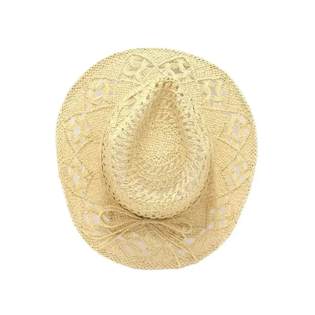 Summer Outdoor Men Women Hand-woven Western Cowboy Straw Hats Wide Brim Breathable Beach Jazz Cap Sun Protection Hat (Copy) by Goddess Imports Marketplace