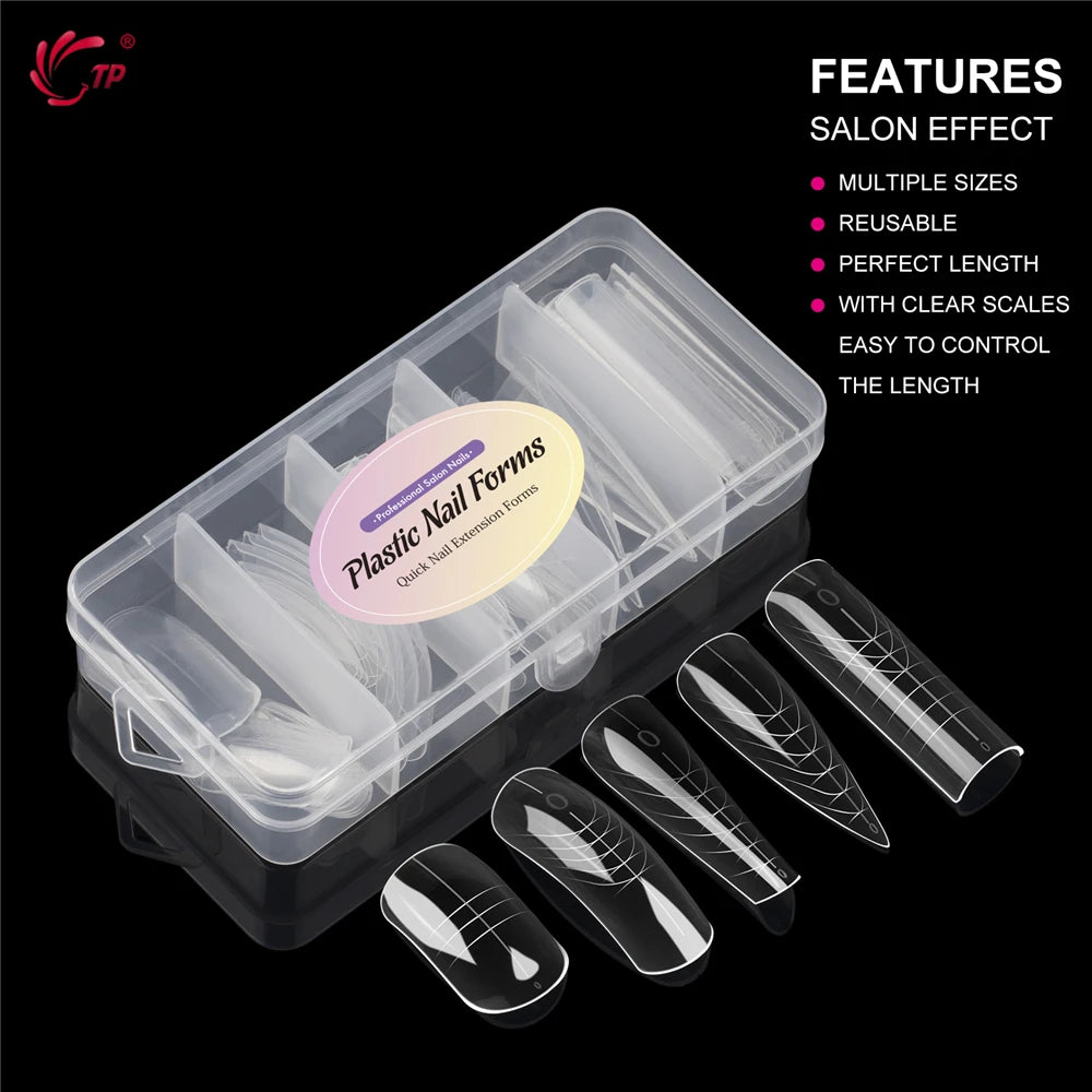 TP New 60pcs/75pcs Dual Nail Forms Quick Building Gel Mold Full Cover Acrylic False Nail Tips Top Forms Extension Manicure Tools by AliExpress