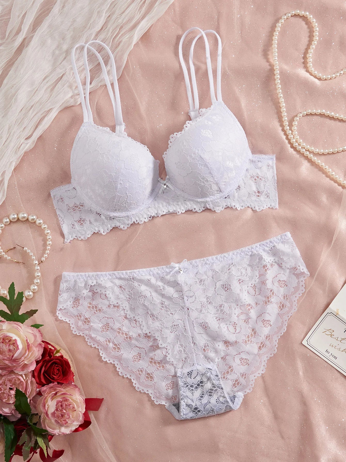 Single of Women's Underwear Set Sexy Lace Patchwork with Push Up Bra Romantic Sheer Women's Panties by Ladyez