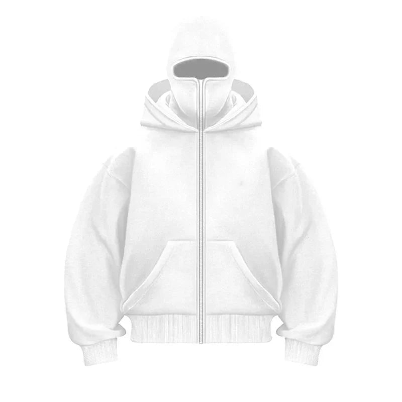 Plain Design Hooded Zip Up Sweatshirt for Men Women Autumn Winter Ins Style Couple Matching by Urban Fashion Icon