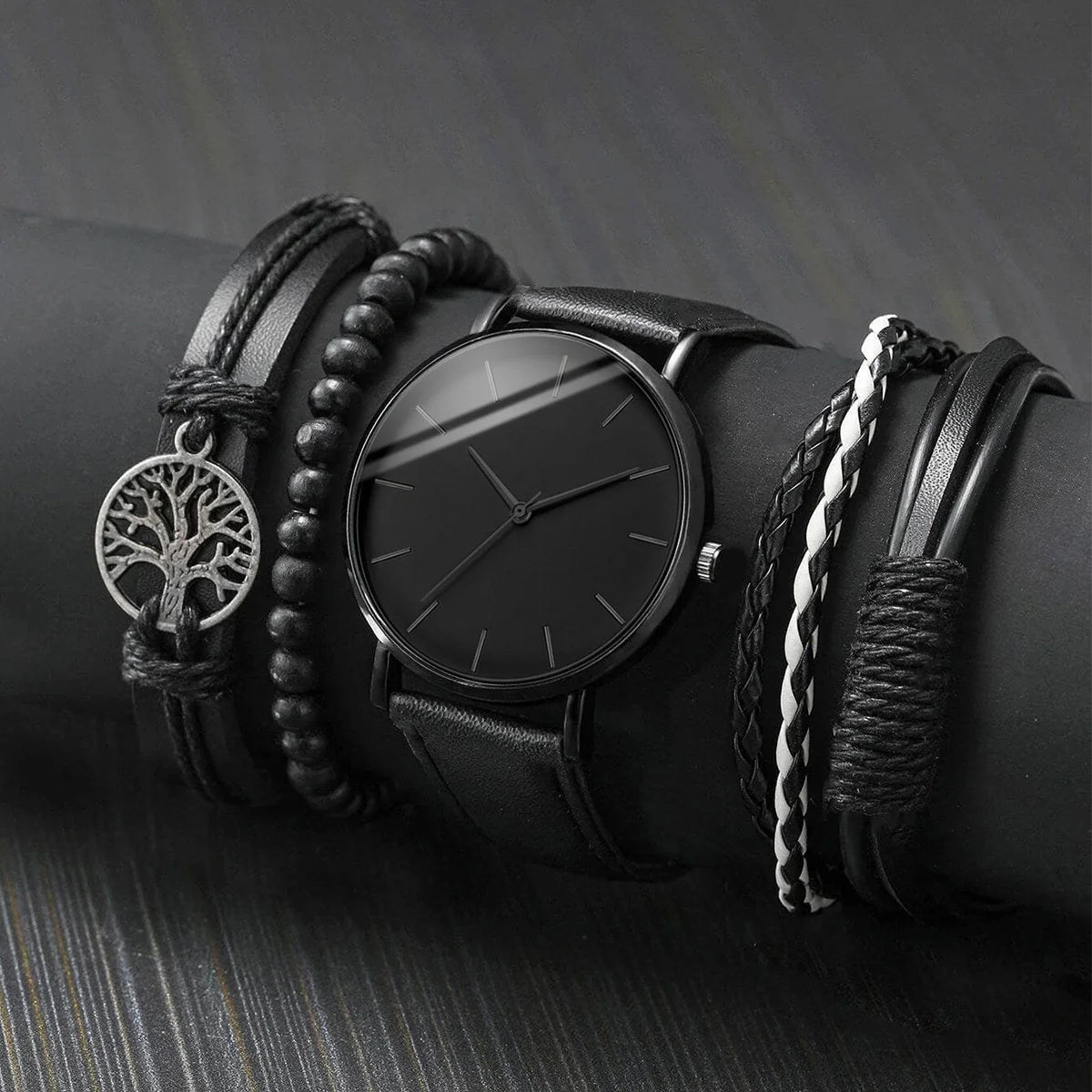 5PCSt Men Business Watches Fashion Leather Band Male's Quartz Watch by AliExpress