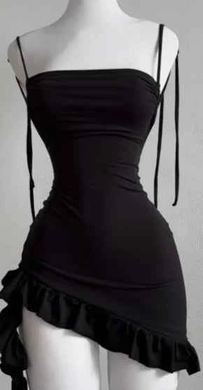 2025 popular European and American new dress with summer high-end feel Y2K sexy backless lace up spicy girl's hip hugging skirt