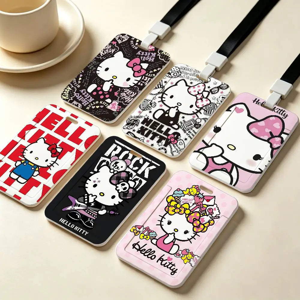 Cute Cat H-Hello K-Kitty NFC Contactless Sliding Card Sleeve For Student Cards, Bus Cards, ID Cards, And Work Permits by FLIPSTYLEZLLC