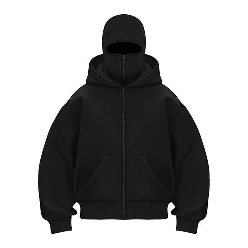 Plain Design Hooded Zip Up Sweatshirt for Men Women Autumn Winter Ins Style Couple Matching by Urban Fashion Icon