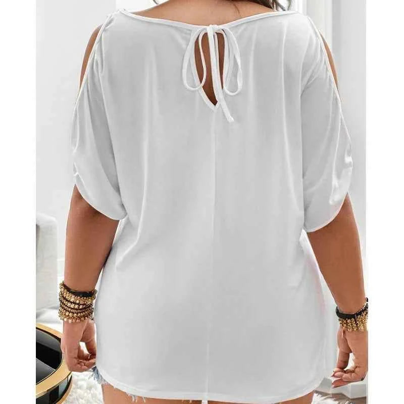 Pullover loose casual strapless solid color women's t-shirt by Urban Fashion Icon
