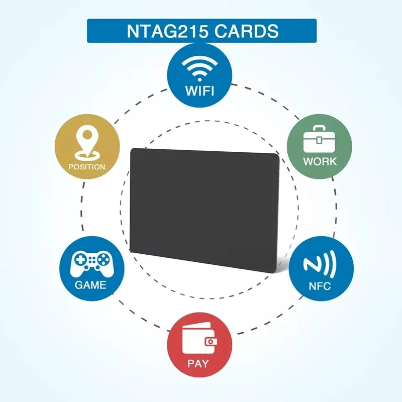 Hilo 5-10PCS NTAG215 Blank NFC Cards PVC Tags NFC215 Black Card 13.56Mhz TagMo Waterproof RFID NFC Phone 504 bytes by FLIPSTYLEZLLC