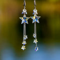 Crystal Star Dangling Earrings by Kore Kawaii