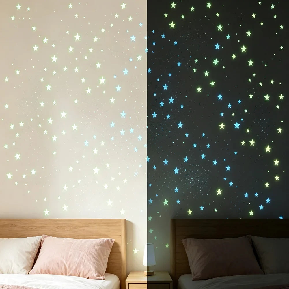 100Pcs Multicolored Little Stars Luminous Wall Stickers Kids Room Decoration Glow In The Dark Decals DIY Star Home Decor Paster by FLIPSTYLEZLLC