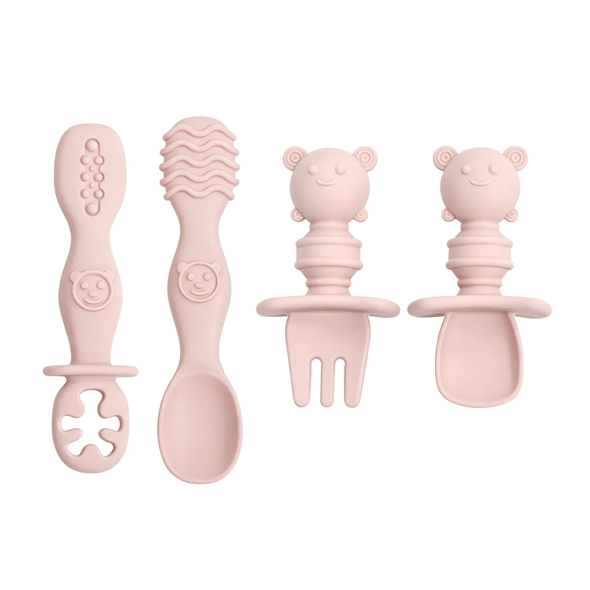 4pcs Silicone Spoon & Fork Set Long & Short Handles for Different Feeding Needs Baby Self-feeding Training Baby Birthday Gift by FLIPSTYLEZLLC